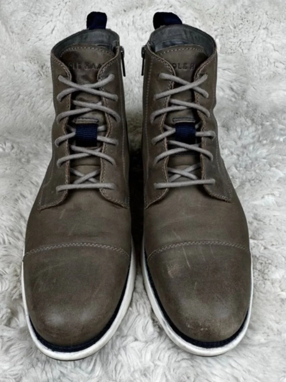 Cole Haan Grand 360 Men's 11.5M Gray Dress Office Ankle Chukka Boots Side Zip